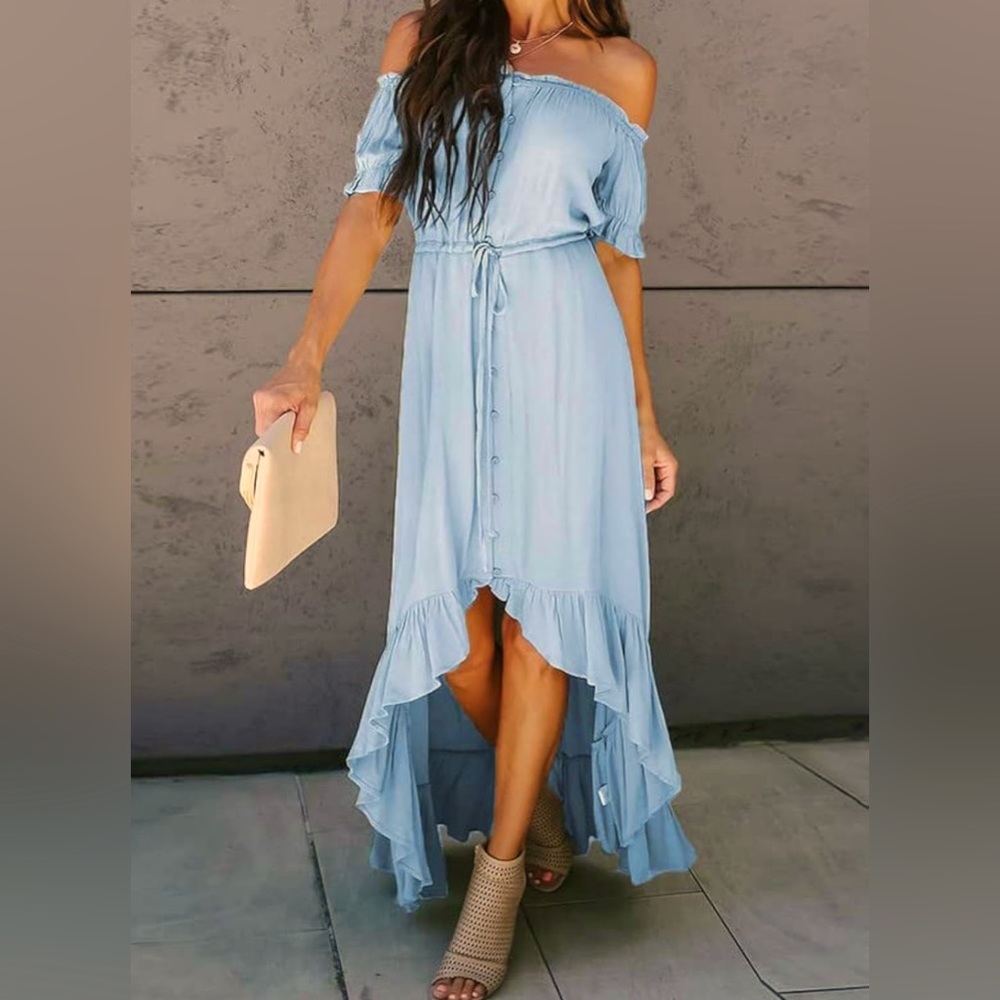 Dokotoo casual off the shoulder short sleeve dress